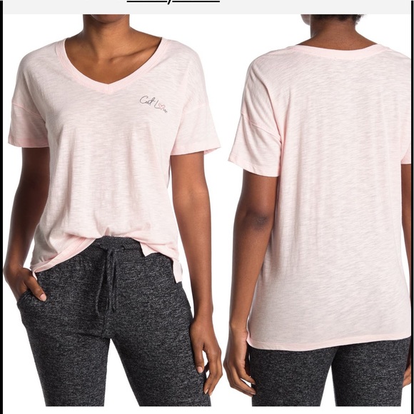 Pj SALVAGE*NWT*EMBROIDERED V NECK”CAT LOVERS”TEE SHIRT BLUSH PINK *NEW*MSRP$62 - Picture 2 of 4